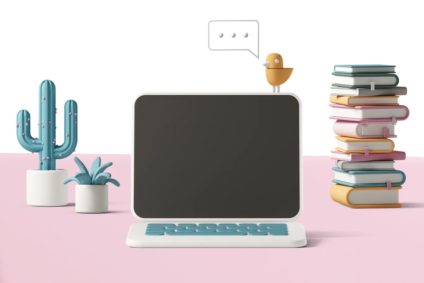 Illustration of a computer at a desk